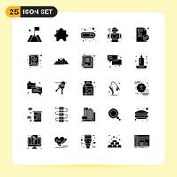 25 Thematic Vector Solid Glyphs and Editable Symbols of book medical paper switch medical robotic Editable Vector Design Elements