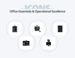 Office Essentials And Operational Exellence Glyph Icon Pack 5 Icon Design. cabinet. e shopping. notepad. online search. box vector