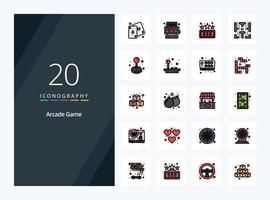 20 Arcade line Filled icon for presentation vector