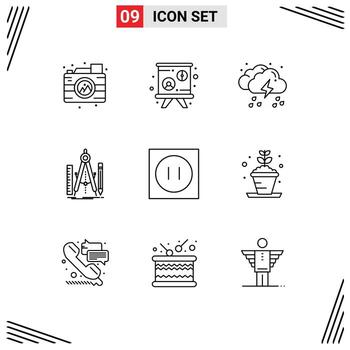 9 Outline concept for Websites Mobile and Apps appliances math drop geometry build Editable Vector Design Elements