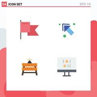 Universal Icon Symbols Group of 4 Modern Flat Icons of country closed arrow barrier computer Editable Vector Design Elements