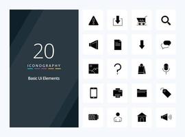 20 Basic Ui Elements Solid Glyph icon for presentation vector