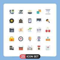 Mobile Interface Flat Color Set of 25 Pictograms of pages notes security note sticky Editable Vector Design Elements