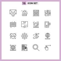 paquete de iconos de vector de stock de 16 signos y símbolos de línea para aprobar elementos de diseño de vector editable de boda de producto de página web de búsqueda