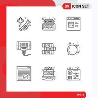 Group of 9 Outlines Signs and Symbols for notebook shopping develop scan machine Editable Vector Design Elements