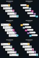 plantilla de diapositiva de presentación del paquete de infografías vectoriales 6 diagramas de ciclo de 5 pasos y líneas de tiempo vector