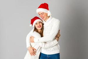 couple celebrate christmas in studio photo