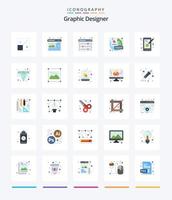 diseñador gráfico creativo 25 paquete de iconos planos como el diseño. creativo. igualada. bosquejo. tablero vector