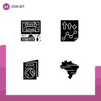 Modern Set of 4 Solid Glyphs Pictograph of ecommerce ecology data paper brazil Editable Vector Design Elements