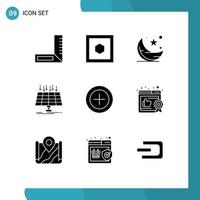 Universal Icon Symbols Group of 9 Modern Solid Glyphs of money smart city star technology panel Editable Vector Design Elements