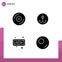 Pack of 4 creative Solid Glyphs of devices arrows turntable fishing horizontal Editable Vector Design Elements