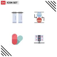 Pack of 4 Modern Flat Icons Signs and Symbols for Web Print Media such as bathroom computer concentration sandclock server Editable Vector Design Elements