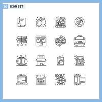 16 Thematic Vector Outlines and Editable Symbols of finance business fun solution digital advertising Editable Vector Design Elements