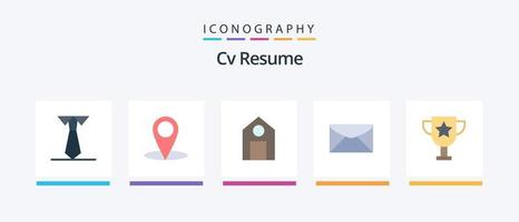 Cv Resume Flat 5 Icon Pack Including . education. school. award. education. Creative Icons Design vector