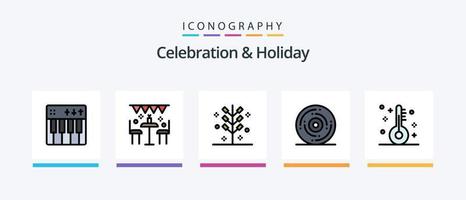 Celebration and Holiday Line Filled 5 Icon Pack Including lollipop. celebration. music concert. candy. kid. Creative Icons Design vector