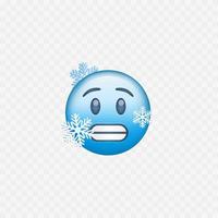 Cold weather. Frozen blue emoji. Isolated. Vector