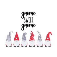 Gnome sweet gnome. Funny greeting card with Gnomes. Christmas. Vector