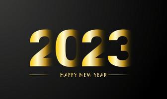 feliz año nuevo 2023 banner con letras y números dorados. vector