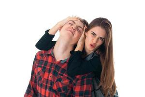 stylish couple in love in studio photo