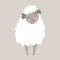 Cute vector illustration of sheep woman with earrings