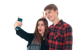 stylish couple in love in studio photo