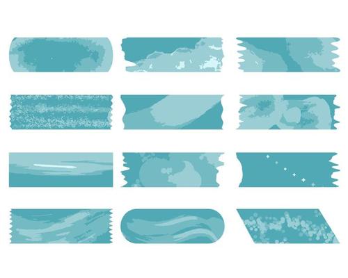 Set watercolor masking washi tape, isolated vector illustration