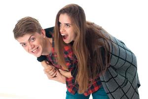 stylish couple in love in studio photo