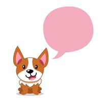 perro corgi de personaje de dibujos animados con burbujas de discurso vector