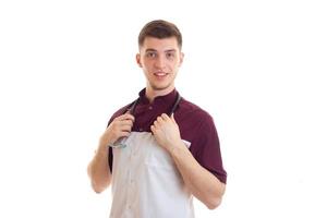 a beaming laboratory assistant keeps the neck stethoscope photo