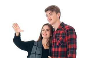 pareja elegante enamorada en el estudio foto