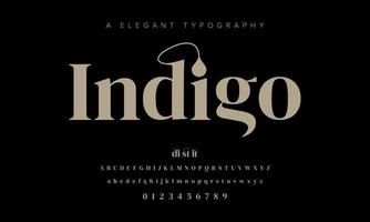 Alfabeto de boda de moda simple abstracto índigo. elegante diseño de tipografía de ligadura vector