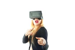 girl in virtual reality helmet photo