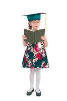 Girl in a hat with a book photo