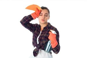 young maid woman with cleansers photo