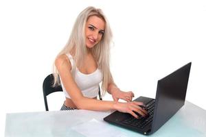 Girl with laptop photo