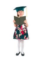 Girl in a hat with a book photo