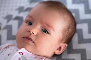 closeup portrait of a beautiful little baby girl photo