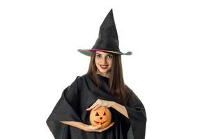 woman in halloween style clothes photo
