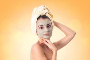 Young girl takes care her skin. photo