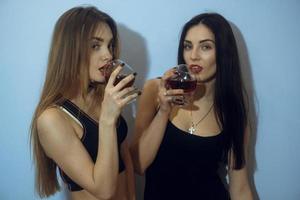 two beautiful women in studio photo