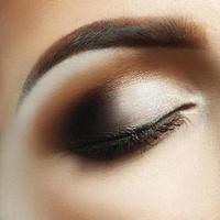 Closeup macro photo of woman closed eye with makeup