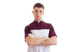 a young doctor-Laboratory Assistant stands up straight and looking at camera photo