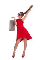 Woman is holding a shopping bag photo