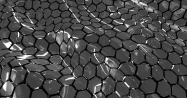 abstract mesh of waves of metallic dark hexagons with reflections. Abstract background photo