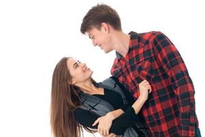 stylish couple in love in studio photo