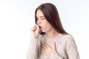 young girl fell ill and coughing photo