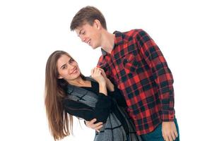 stylish couple in love in studio photo