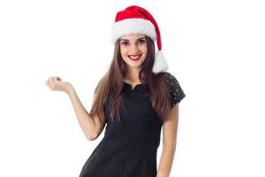 happy young girl in santa hat photo