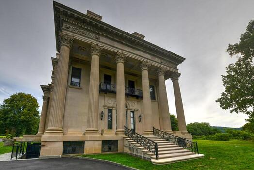 nueva york - 31 de agosto de 2019 - mansión vanderbilt en hyde park, nueva york. Históricamente conocido como Hyde Park, el sitio histórico nacional de la mansión de Vanderbilt es una de las propiedades más antiguas del río Hudson. foto