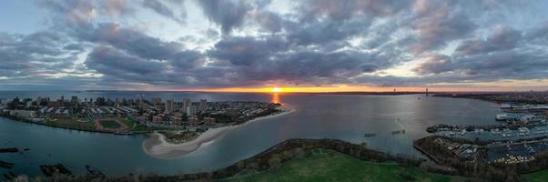 Coney Island panorama in Brooklyn, New York with an aerial view of Southern Brooklyn in the distance. photo